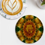 Tropical Spring Rose Flowers In A Good Mood Decorative UV Print Round Tile Coaster Front