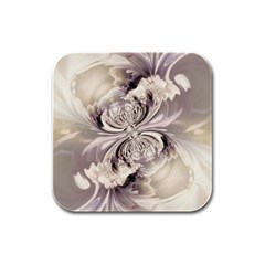 Fractal Feathers Rubber Square Coaster (4 Pack) by MRNStudios