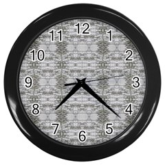 Nature Collage Seamless Pattern Wall Clock (black)