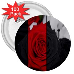 Roses Rouge Fleurs 3  Buttons (100 Pack)  by kcreatif