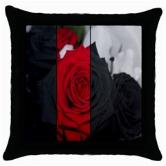 Roses Rouge Fleurs Throw Pillow Case (black) by kcreatif