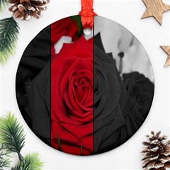 Roses Rouge Fleurs Round Ornament (two Sides) by kcreatif