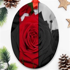 Roses Rouge Fleurs Oval Ornament (two Sides) by kcreatif