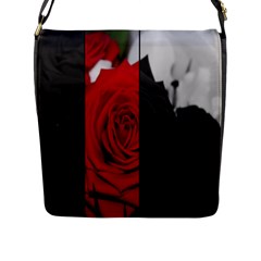 Roses Rouge Fleurs Flap Closure Messenger Bag (l) by kcreatif