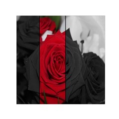 Roses Rouge Fleurs Small Satin Scarf (square) by kcreatif