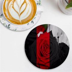 Roses Rouge Fleurs Uv Print Round Tile Coaster by kcreatif