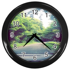 Photo Vue Sur Forêt  Wall Clock (black) by kcreatif