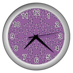 Abstract Pattern Geometric Backgrounds   Wall Clock (silver) by Eskimos