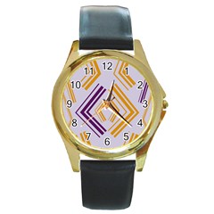 Abstract Geometric Design    Round Gold Metal Watch by Eskimos