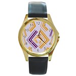 Abstract geometric design    Round Gold Metal Watch Front