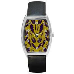 Folk flowers print Floral pattern Ethnic art Barrel Style Metal Watch