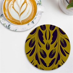 Folk Flowers Print Floral Pattern Ethnic Art Uv Print Round Tile Coaster