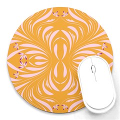 Folk Flowers Print Floral Pattern Ethnic Art Round Mousepads by Eskimos