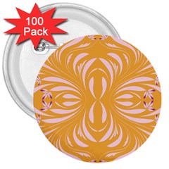 Folk Flowers Print Floral Pattern Ethnic Art 3  Buttons (100 Pack)  by Eskimos