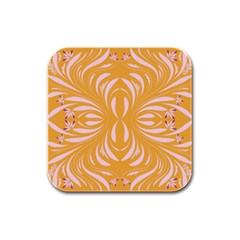 Folk Flowers Print Floral Pattern Ethnic Art Rubber Square Coaster (4 Pack) by Eskimos