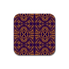 Folk Flowers Print Floral Pattern Ethnic Art Rubber Square Coaster (4 Pack) by Eskimos