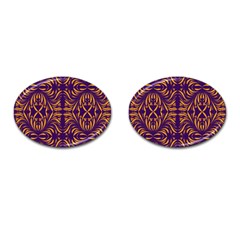 Folk Flowers Print Floral Pattern Ethnic Art Cufflinks (oval) by Eskimos