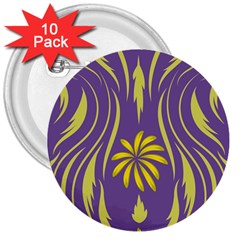 Folk Flowers Print Floral Pattern Ethnic Art 3  Buttons (10 Pack)  by Eskimos