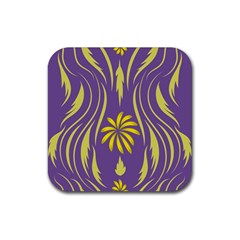 Folk Flowers Print Floral Pattern Ethnic Art Rubber Coaster (square) by Eskimos