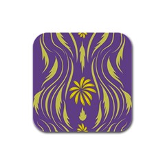 Folk Flowers Print Floral Pattern Ethnic Art Rubber Square Coaster (4 Pack) by Eskimos