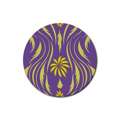 Folk Flowers Print Floral Pattern Ethnic Art Rubber Round Coaster (4 Pack) by Eskimos