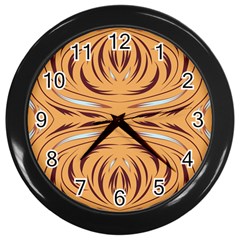 Folk Flowers Print Floral Pattern Ethnic Art Wall Clock (black) by Eskimos