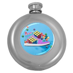 Floating-cubes-on-blue Backgrounderaser 20220422 203144521 Backgrounderaser 20220422 203216276 Round Hip Flask (5 Oz) by marthatravis1968