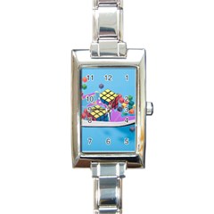 Floating-cubes-on-blue Backgrounderaser 20220422 203144521 Backgrounderaser 20220422 203216276 Rectangle Italian Charm Watch by marthatravis1968