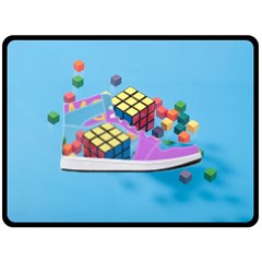 Floating-cubes-on-blue Backgrounderaser 20220422 203144521 Backgrounderaser 20220422 203216276 Fleece Blanket (large)  by marthatravis1968