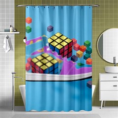 Floating-cubes-on-blue Backgrounderaser 20220422 203144521 Backgrounderaser 20220422 203216276 Shower Curtain 48  X 72  (small)  by marthatravis1968