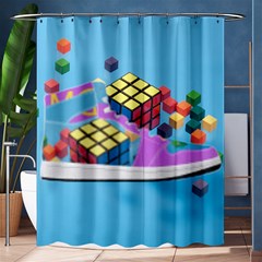 Floating-cubes-on-blue Backgrounderaser 20220422 203144521 Backgrounderaser 20220422 203216276 Shower Curtain 60  X 72  (medium)  by marthatravis1968