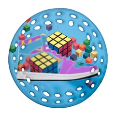 Floating-cubes-on-blue Backgrounderaser 20220422 203144521 Backgrounderaser 20220422 203216276 Ornament (round Filigree) by marthatravis1968