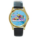 Floating-cubes-on-blue Backgrounderaser 20220422 203144521 Backgrounderaser 20220422 203216276 Round Gold Metal Watch Front