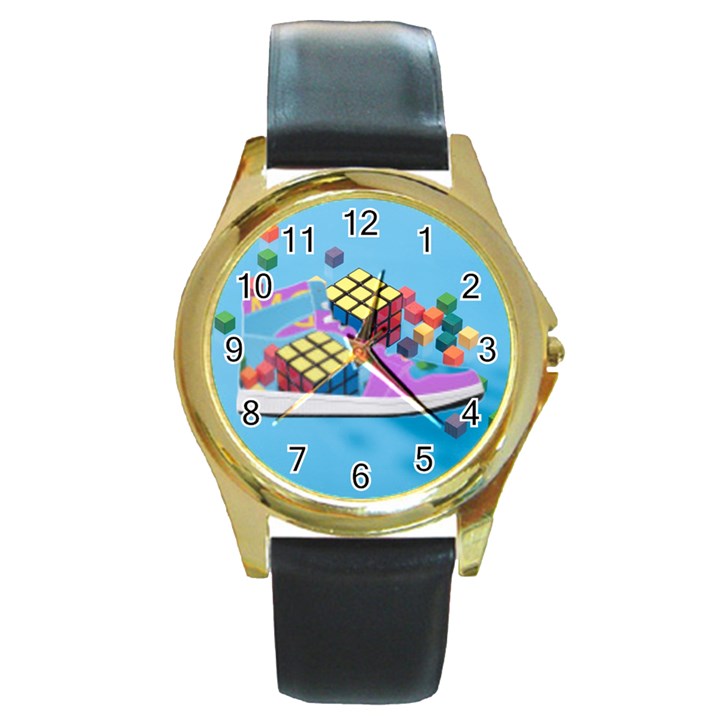 Floating-cubes-on-blue Backgrounderaser 20220422 203144521 Backgrounderaser 20220422 203216276 Round Gold Metal Watch