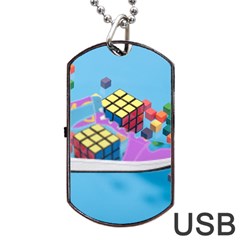 Floating-cubes-on-blue Backgrounderaser 20220422 203144521 Backgrounderaser 20220422 203216276 Dog Tag Usb Flash (one Side) by marthatravis1968