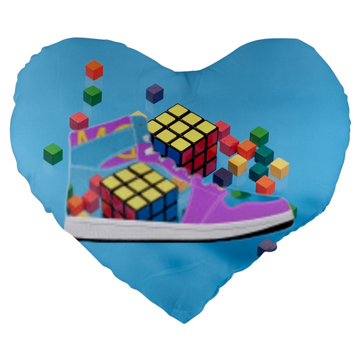 Floating-cubes-on-blue Backgrounderaser 20220422 203144521 Backgrounderaser 20220422 203216276 Large 19  Premium Heart Shape Cushions