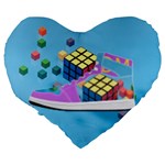 Floating-cubes-on-blue Backgrounderaser 20220422 203144521 Backgrounderaser 20220422 203216276 Large 19  Premium Heart Shape Cushions Back