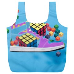 Floating-cubes-on-blue Backgrounderaser 20220422 203144521 Backgrounderaser 20220422 203216276 Full Print Recycle Bag (xxl) by marthatravis1968