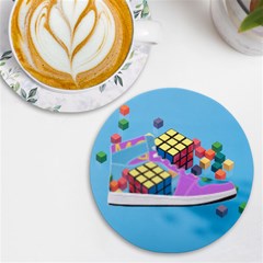 Floating-cubes-on-blue Backgrounderaser 20220422 203144521 Backgrounderaser 20220422 203216276 Uv Print Round Tile Coaster by marthatravis1968