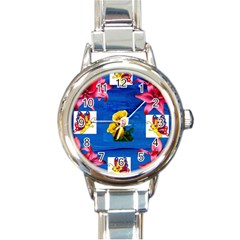 Backgrounderaser 20220425 173842383 Round Italian Charm Watch by marthatravis1968