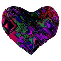 Neon Aquarium Large 19  Premium Flano Heart Shape Cushions by MRNStudios