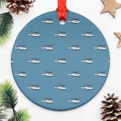 Cartoon Sketchy Helicopter Drawing Motif Pattern Ornament (round) by dflcprintsclothing