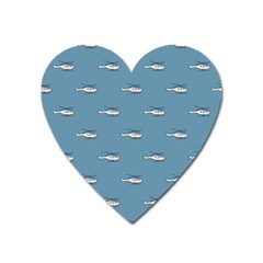 Cartoon Sketchy Helicopter Drawing Motif Pattern Heart Magnet by dflcprintsclothing