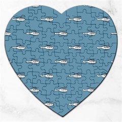 Cartoon Sketchy Helicopter Drawing Motif Pattern Jigsaw Puzzle (heart) by dflcprintsclothing