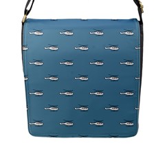 Cartoon Sketchy Helicopter Drawing Motif Pattern Flap Closure Messenger Bag (l) by dflcprintsclothing