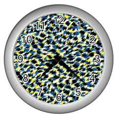 Digital Animal  Print Wall Clock (silver) by Sparkle