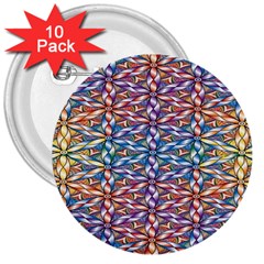 Colorful Flowers 3  Buttons (10 Pack)  by Sparkle