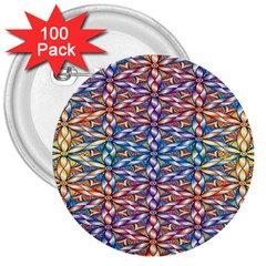 Colorful Flowers 3  Buttons (100 Pack)  by Sparkle