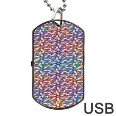 Colorful Flowers Dog Tag Usb Flash (two Sides) by Sparkle