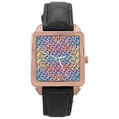 Colorful Flowers Rose Gold Leather Watch  by Sparkle